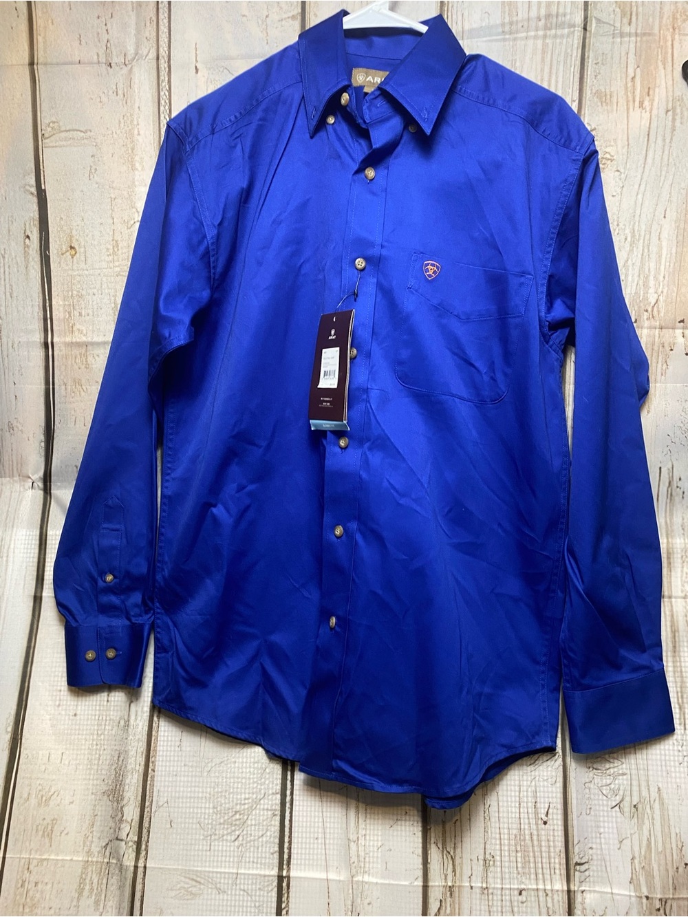 Ariat Men’s Button-Down Dress Shirt in Royal Blue Sz-SP